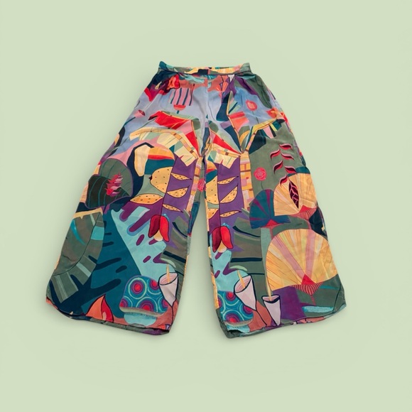 Farm Rio Tropical Wide Leg Palazzo Pants XL - Picture 4 of 12